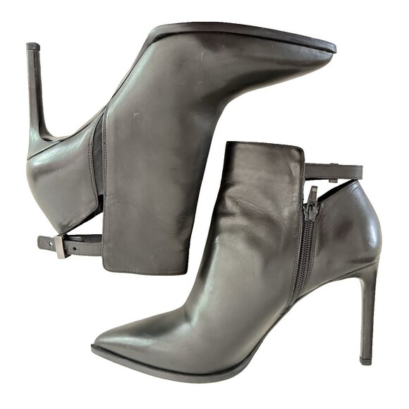 Vince Calla Leather Ankle High Heel Boots Women Size US 9.5 EU 41 Black Booties - Picture 2 of 12